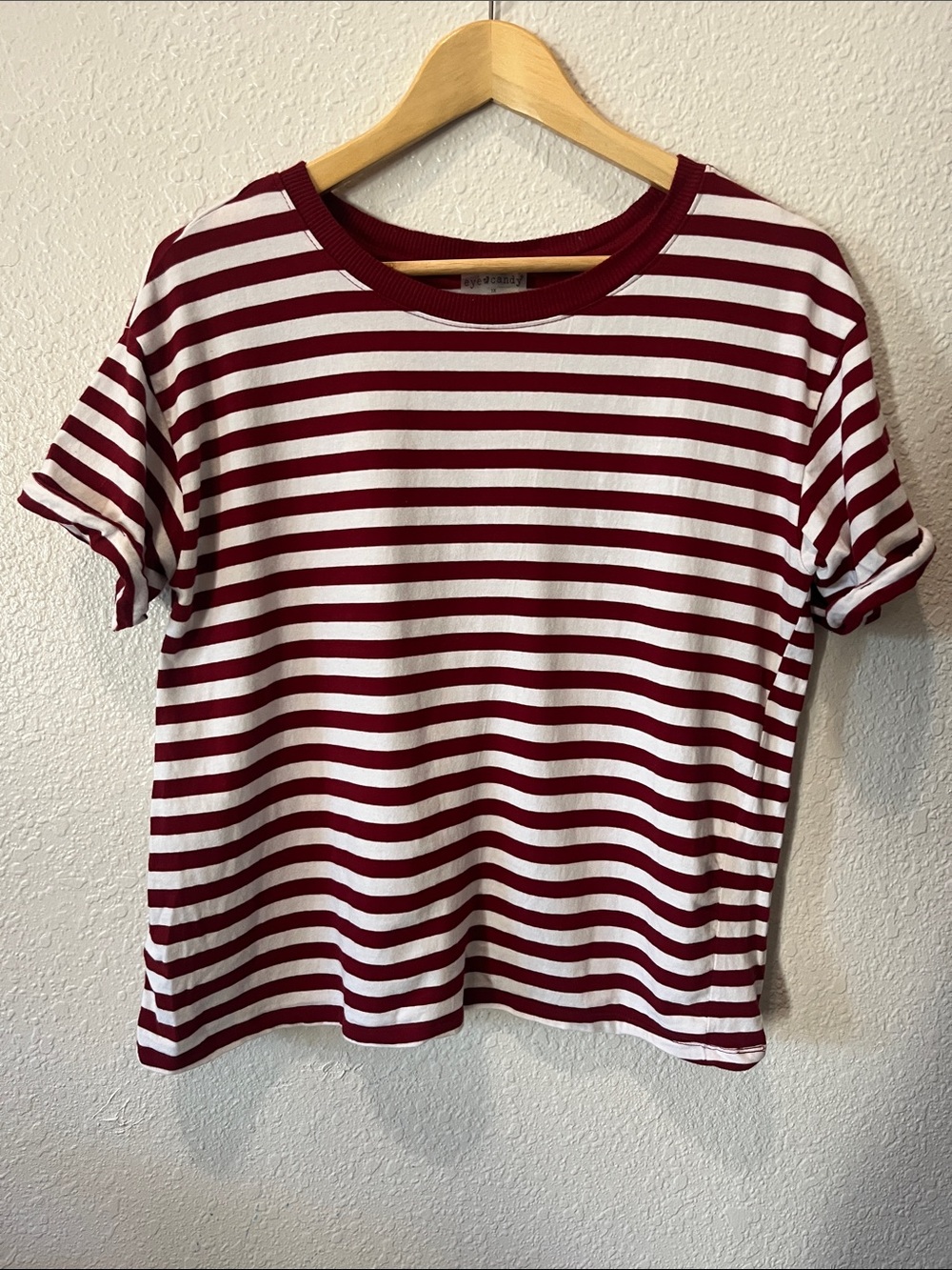 Eye Candy Red and White Striped Tee